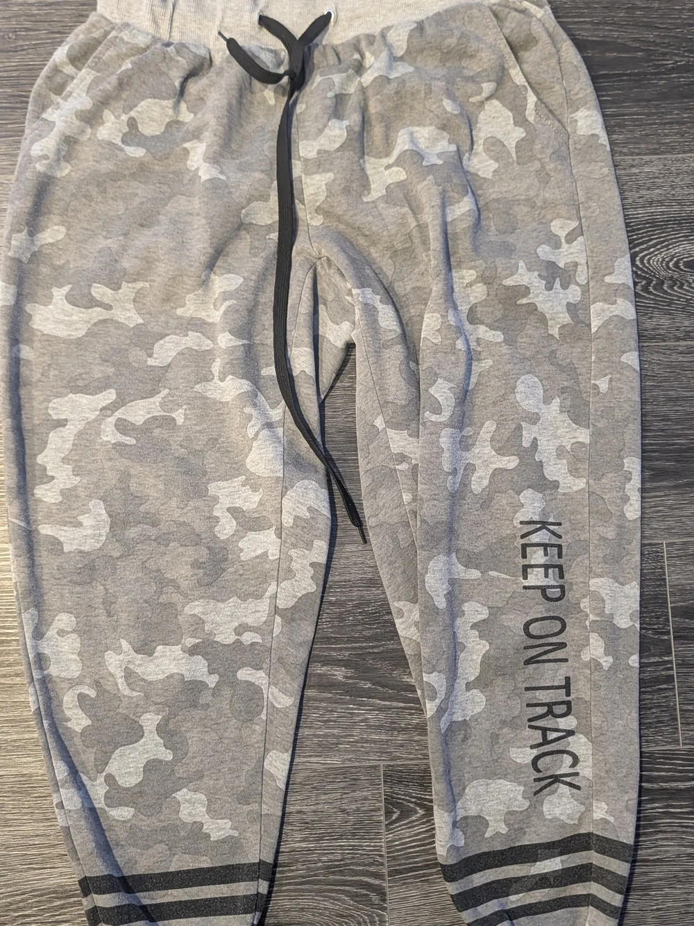 New Look Gray Camo Track Joggers with Black Drawstring